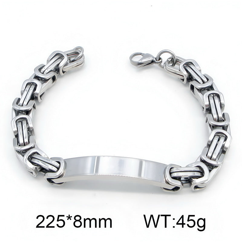 Hip Hop Byzantine Men's Bracelet – Glossy Bent Emperor Chain Stainless Steel Men's Hand
