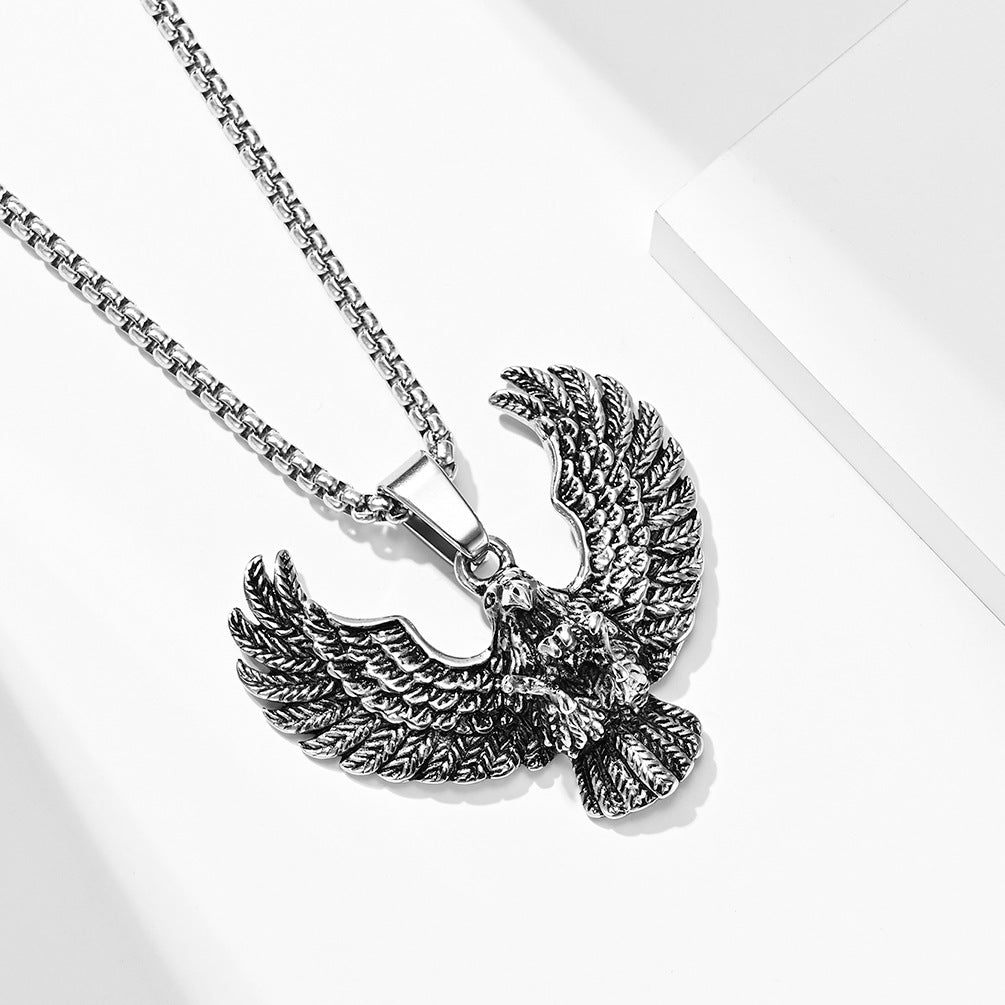 Planderful Punk Eagle Necklace Titanium Steel Durable Predator Pendant For Streetwear Lovers