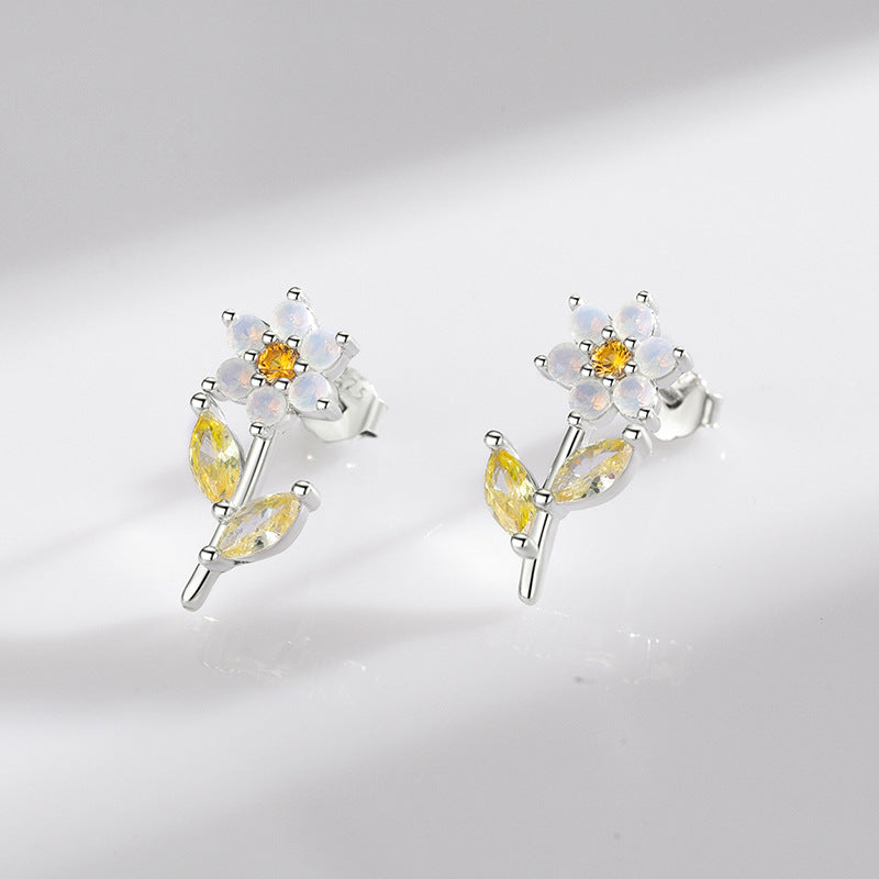 Sterling Silver Crystal 3D Flower Earrings - Everyday Genie Collection