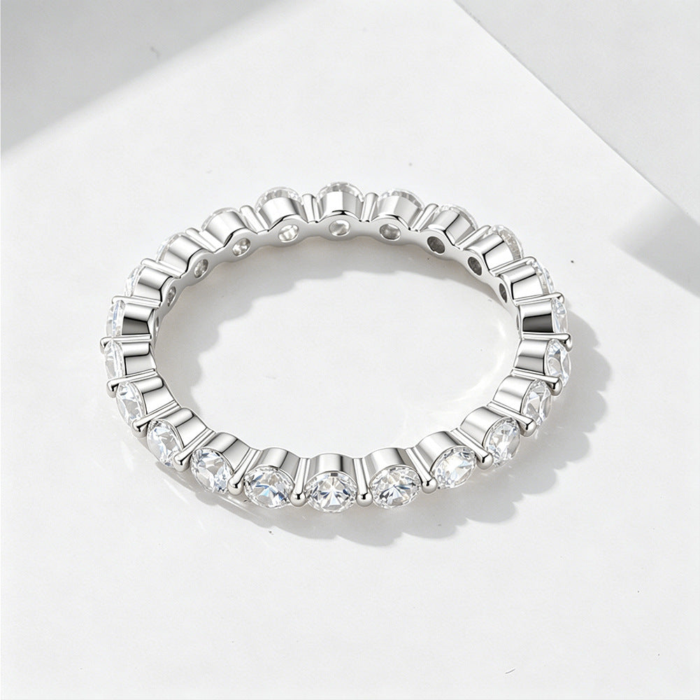 S925 Sterling Silver Row Zircon Ring 2.5mm Zircon Full Zircon Ring