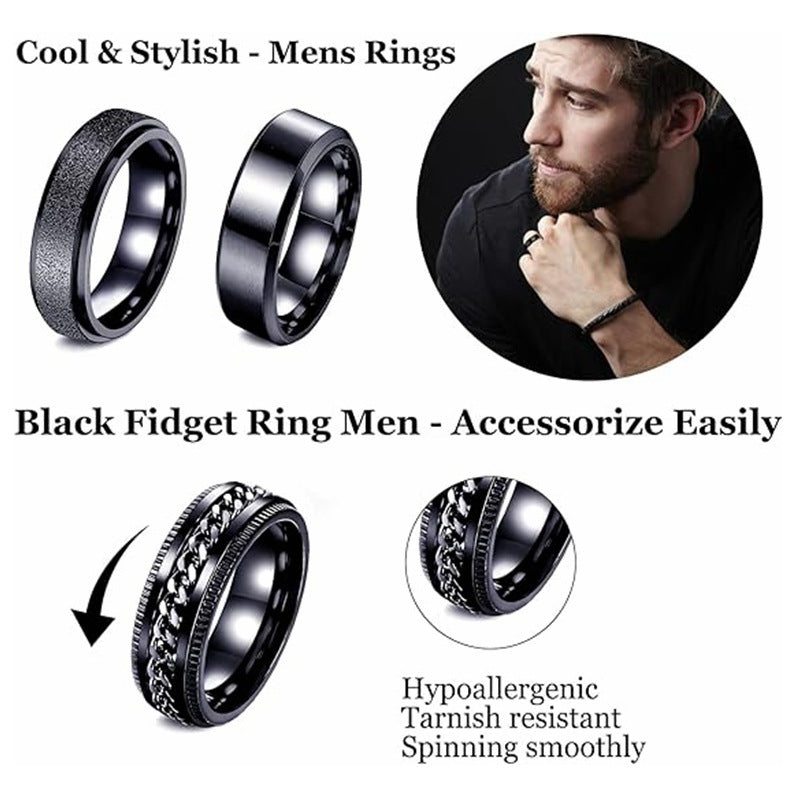 Mens Titanium Steel Ring 14mm Wide Vintage Square Punk Band By Planderful Everyday Genie For Men