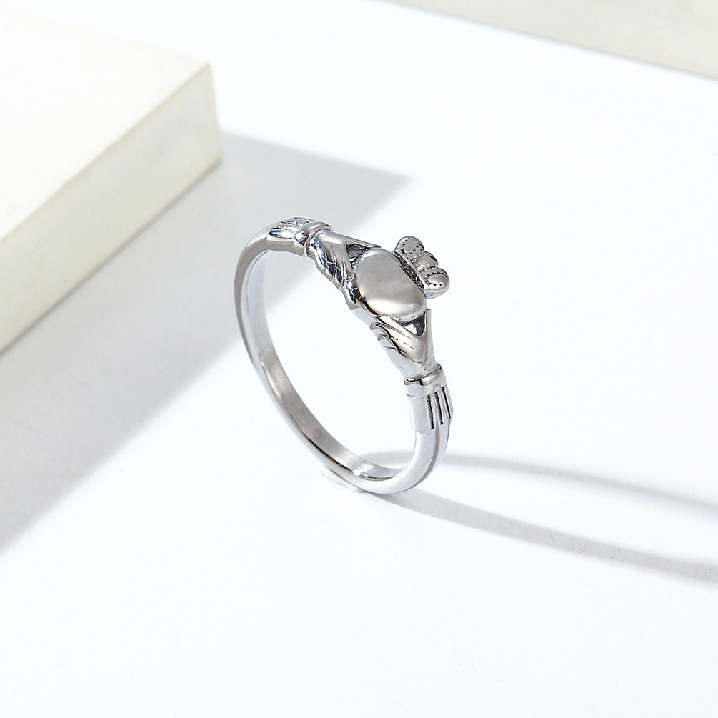 Cross-Border Irish Cladda Titanium Steel Wedding Ring for Couples