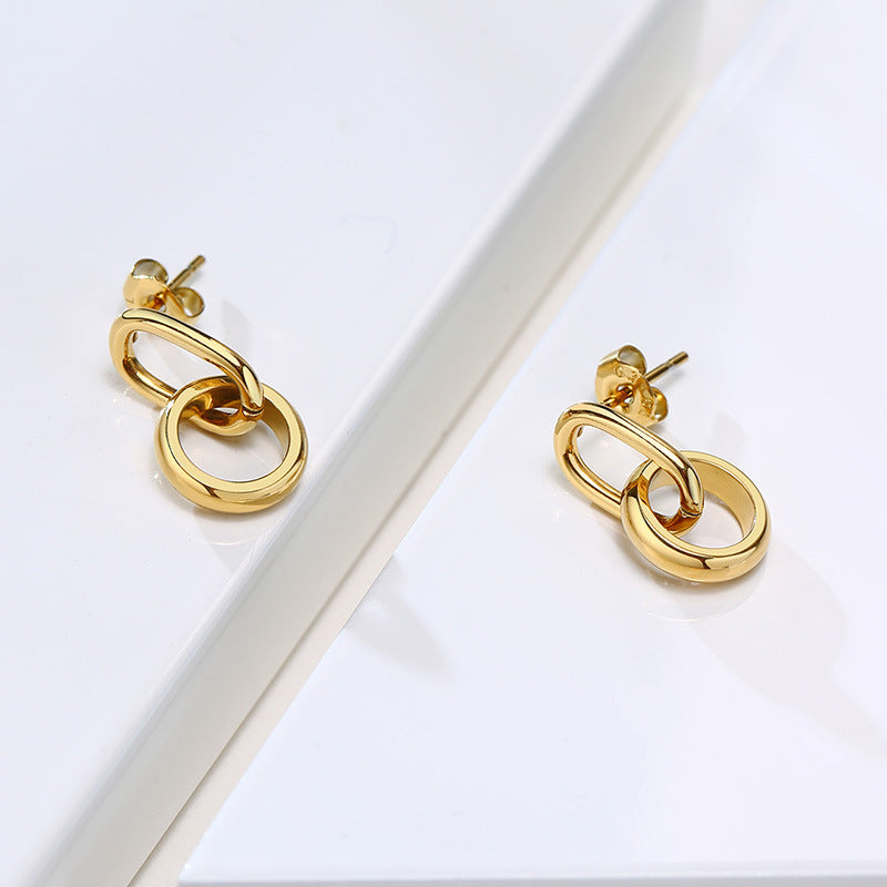 Titanium Steel Earrings Wholesale Thin Double Ring Style