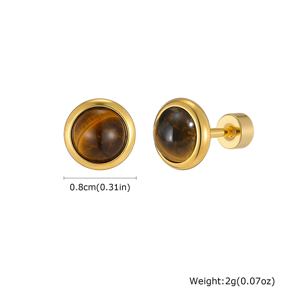Stainless Steel Tiger's Eye Cat Earrings