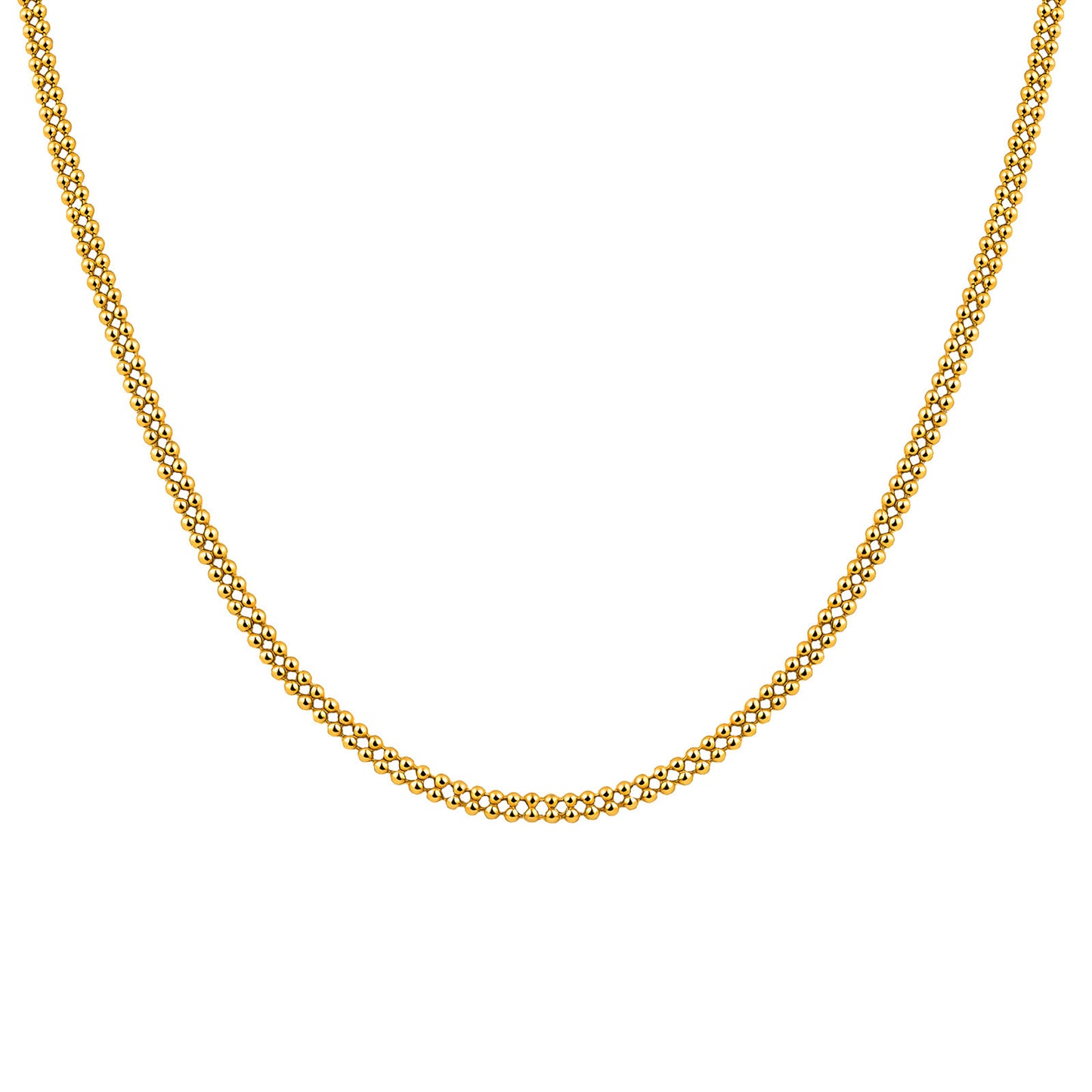 Stainless Steel Gold Double Bead Chain Necklace – Stylish & Women's