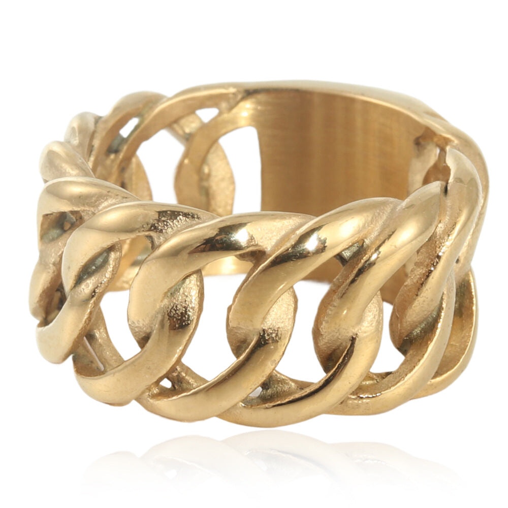Retro Titanium Steel Locomotive Chain Ring for Men - Trendy Stainless Steel Accessories