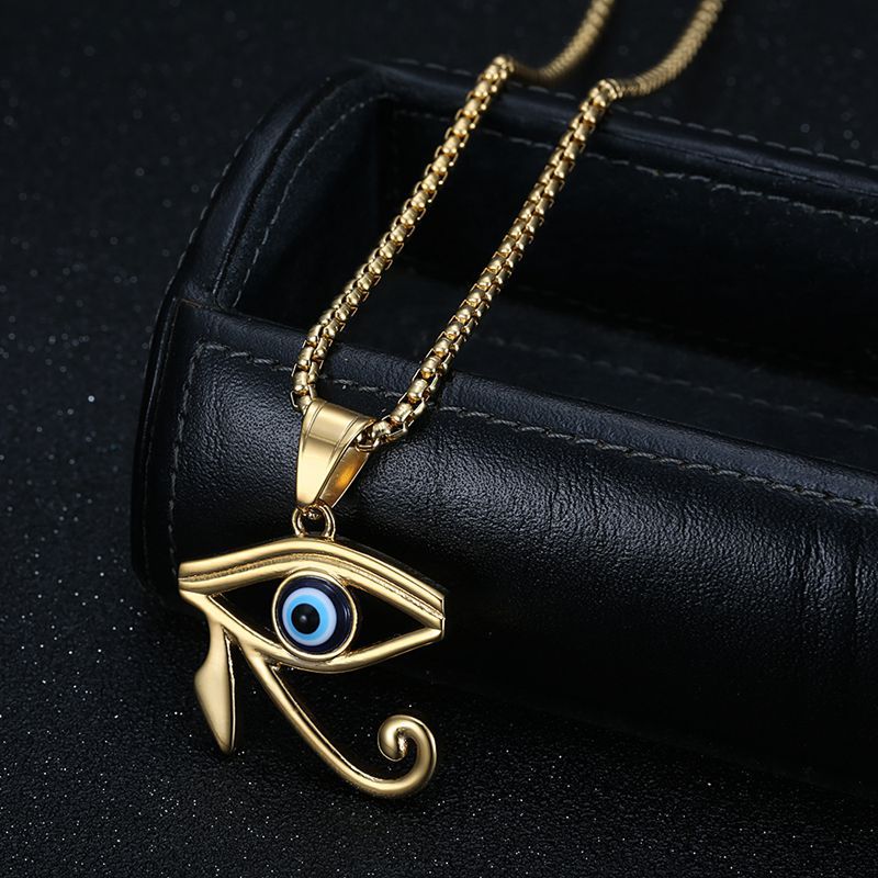 Planderful Horus Eye Pendant Necklace Gold Plated Stainless Steel Everyday Genie Collection Gift For Egyptology Fans