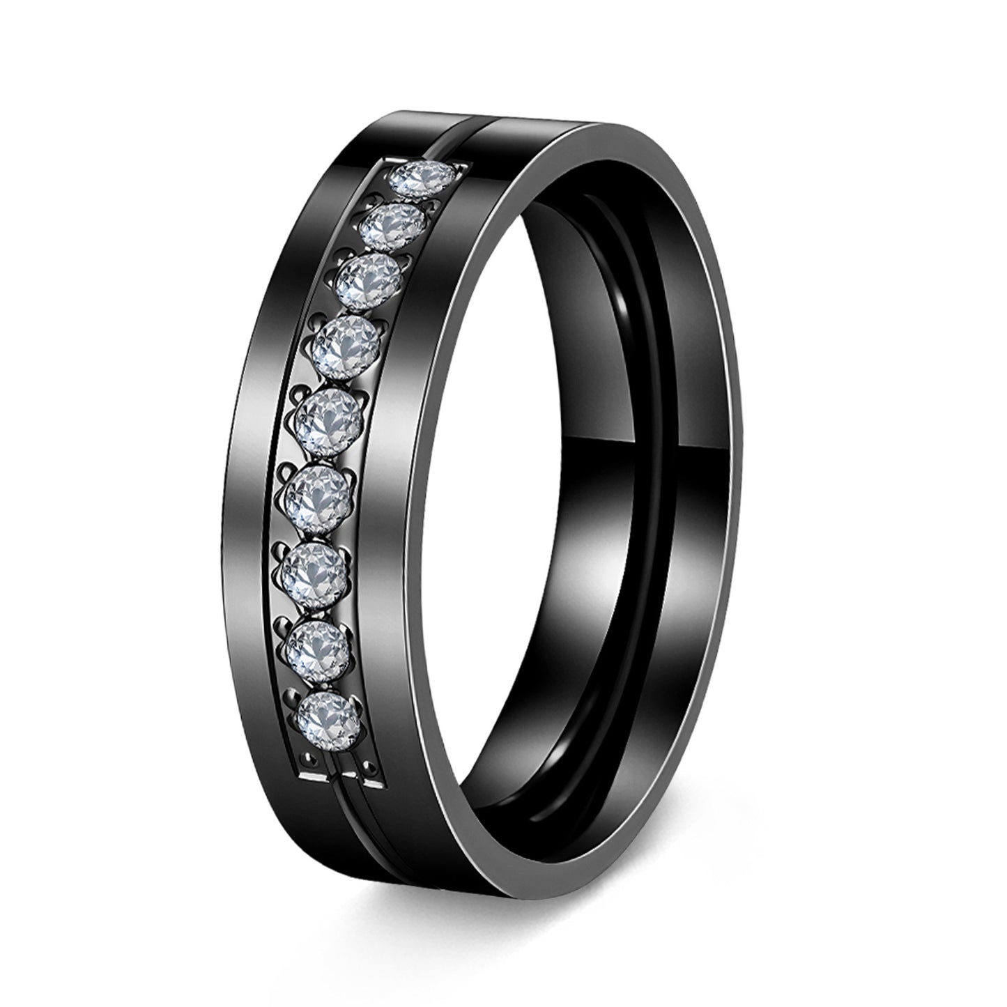 Planderful Everyday Genie Zircon Ring for Couples Unisex Durable Stainless Steel Jewelry with Inlaid Zircon