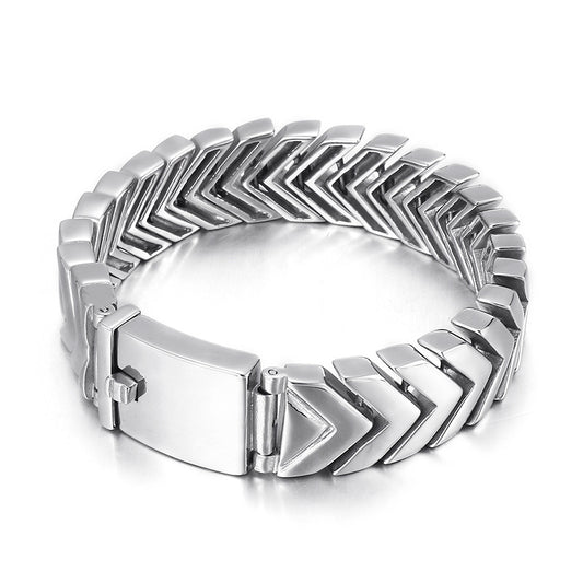 Stylish Stainless Steel Men's Bracelet with Snake Bone Design