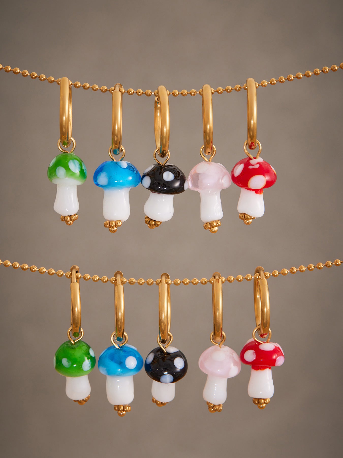 Planderful Polka Dot Mushroom Resin Earrings Women Plated