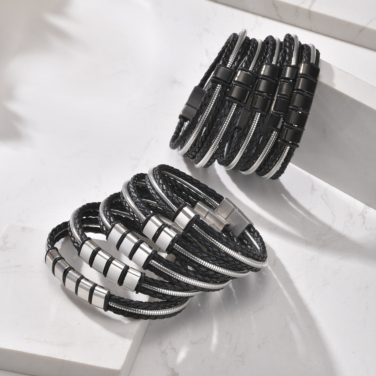 Vintage Black Stainless Steel Bracelet for Men