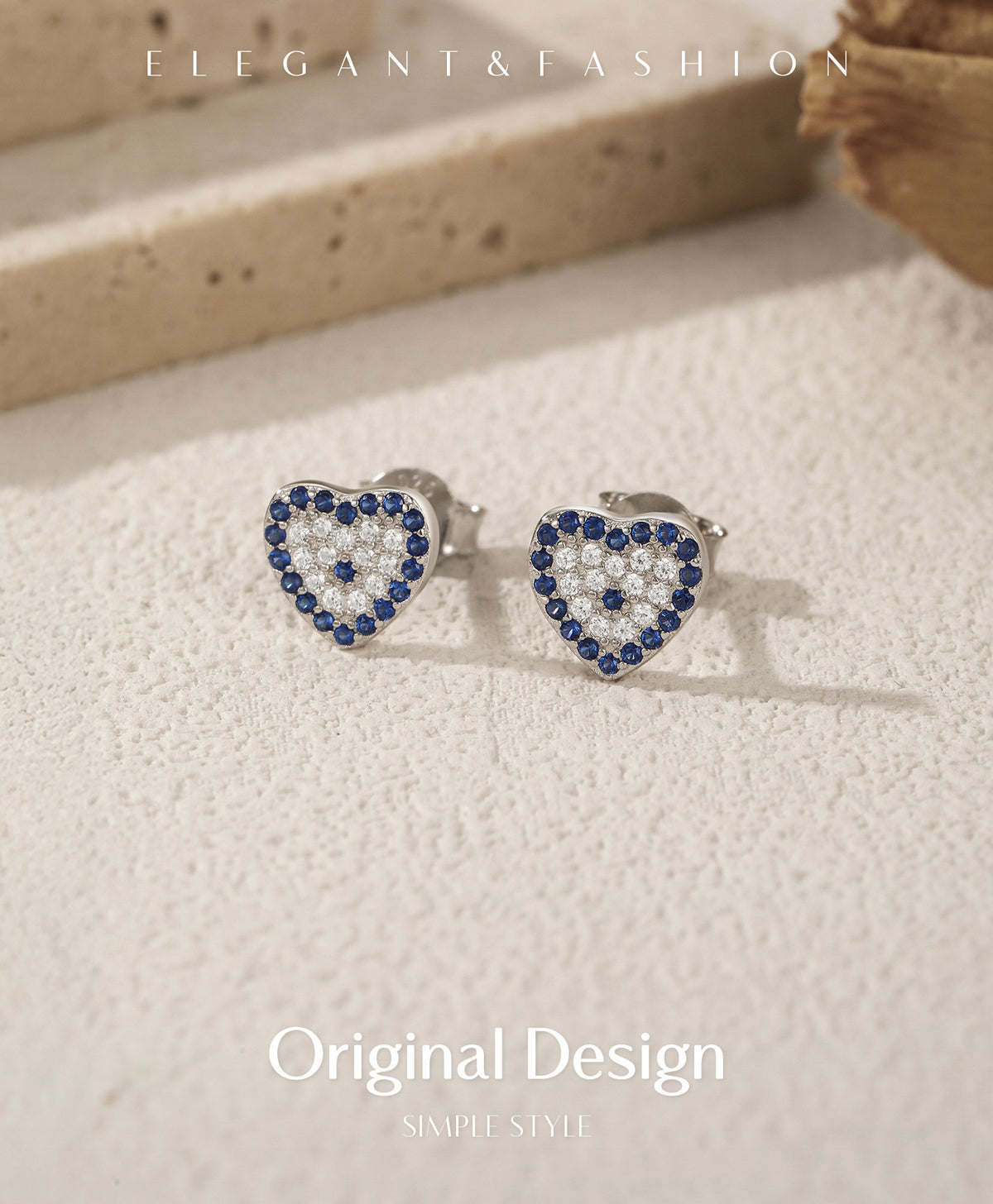 925 Sterling Silver Blue Eye Geometric Earrings
