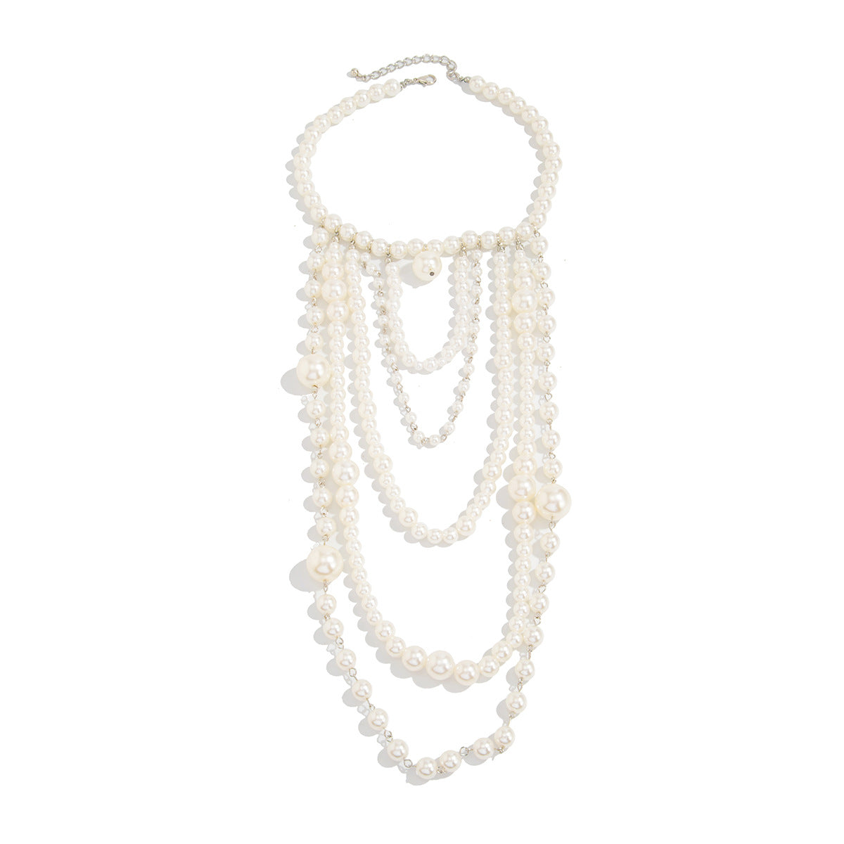 French Baroque Pearl Cross Long Necklace