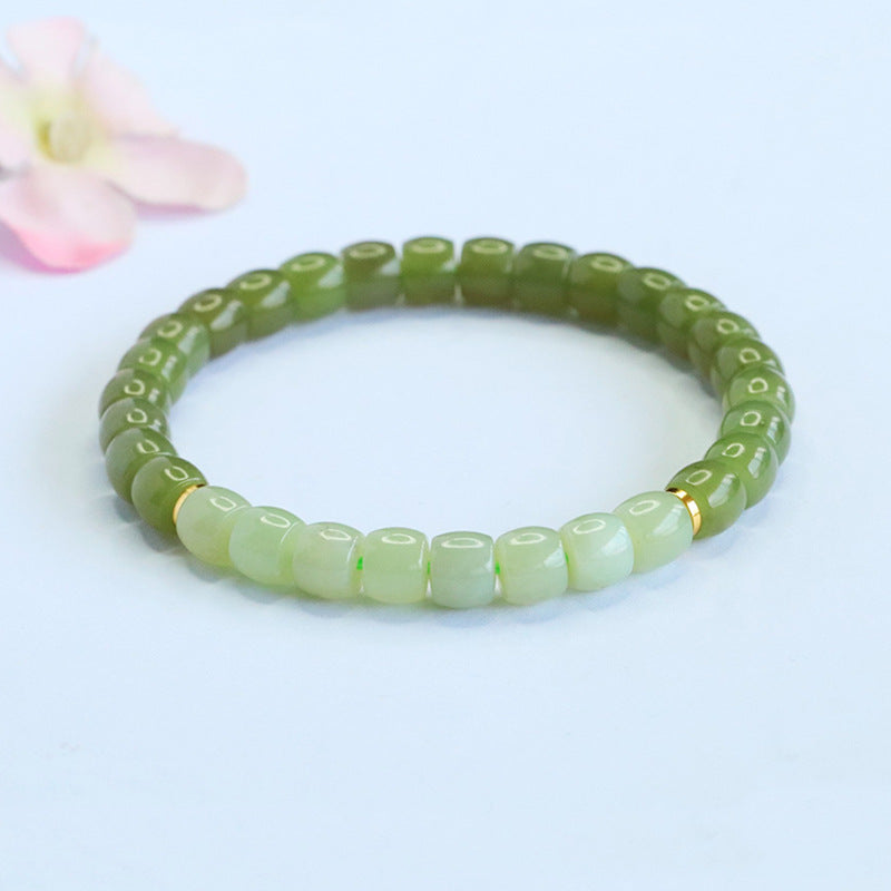 Qingshui Gradient Hetian Jade Straight-Cut Bracelet