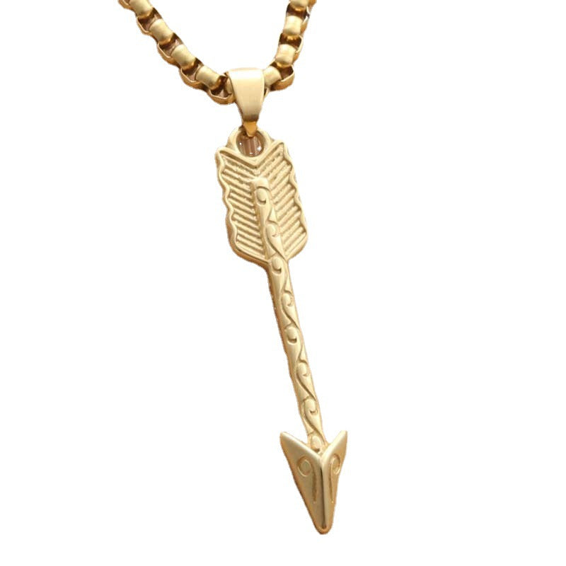 Punk Style Titanium Steel Feather Arrow Pendant Necklace for Men - Retro Trendy Design