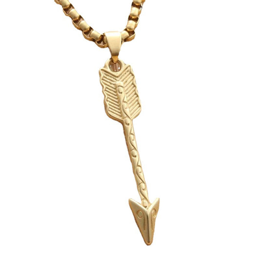 Punk Style Titanium Steel Feather Arrow Pendant Necklace for Men - Retro Trendy Design