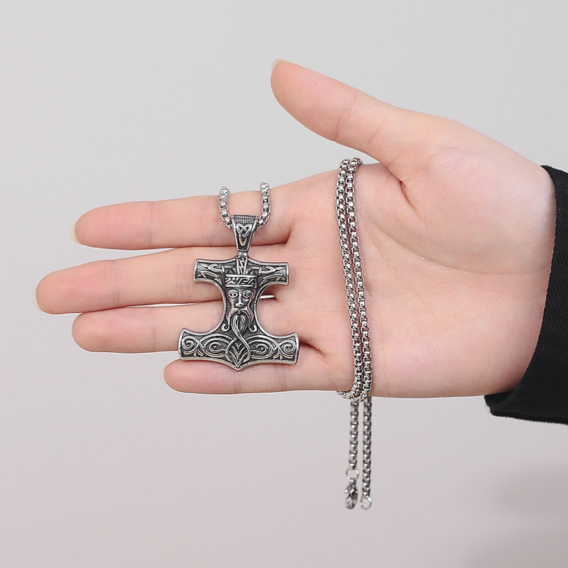 Stainless Steel Necklace - Vintage Viking Anchor Pendant