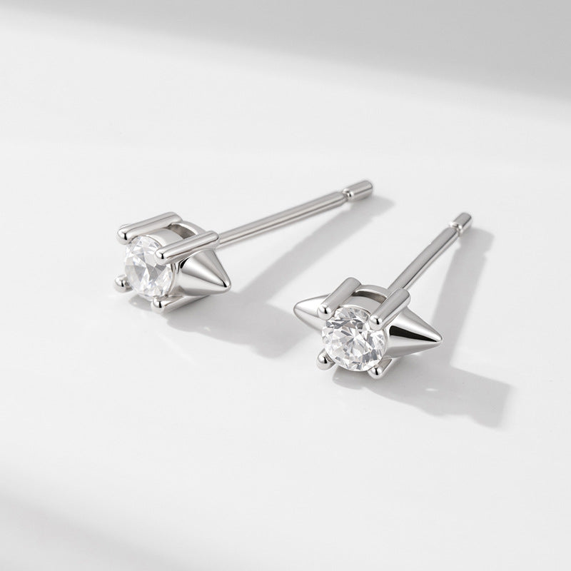 Geometric Conical Earrings Jewelry Daily Sterling Silver Single Zircon Small