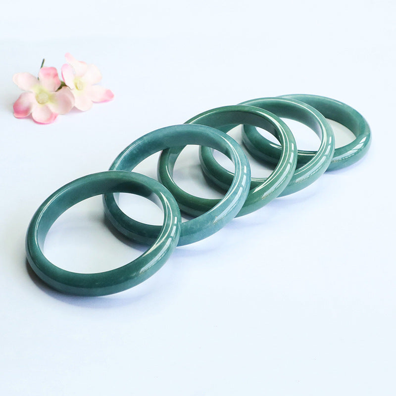 Blue Water Jadeite Classic Round Bangle
