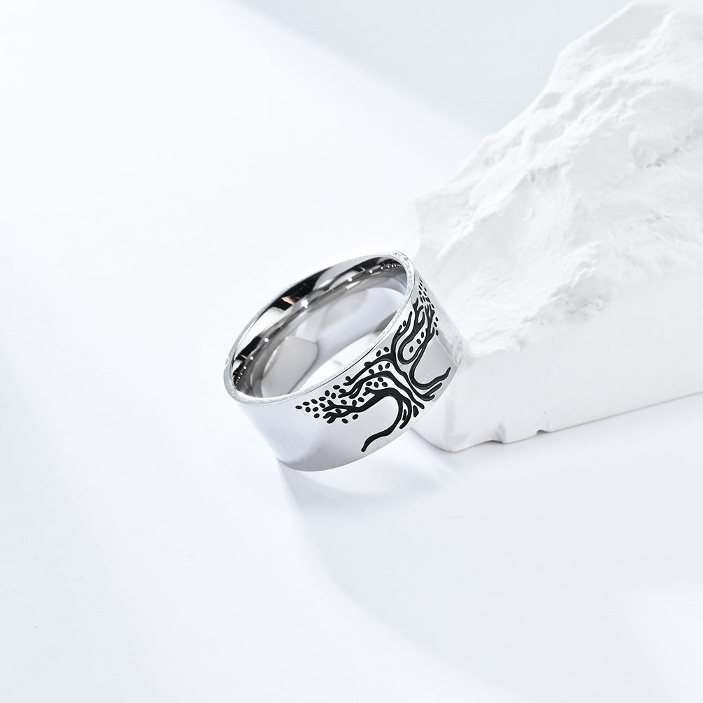 Planderful Tree Of Life Ring For Men Durable Stainless Titanium Steel Everyday Genie Collection