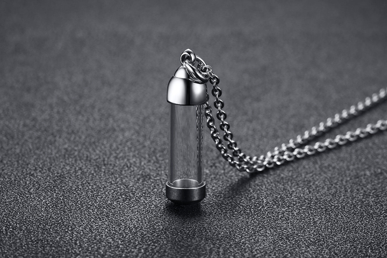 Stainless Steel Glass Pendant Perfume Bottle Jewelry Wholesale