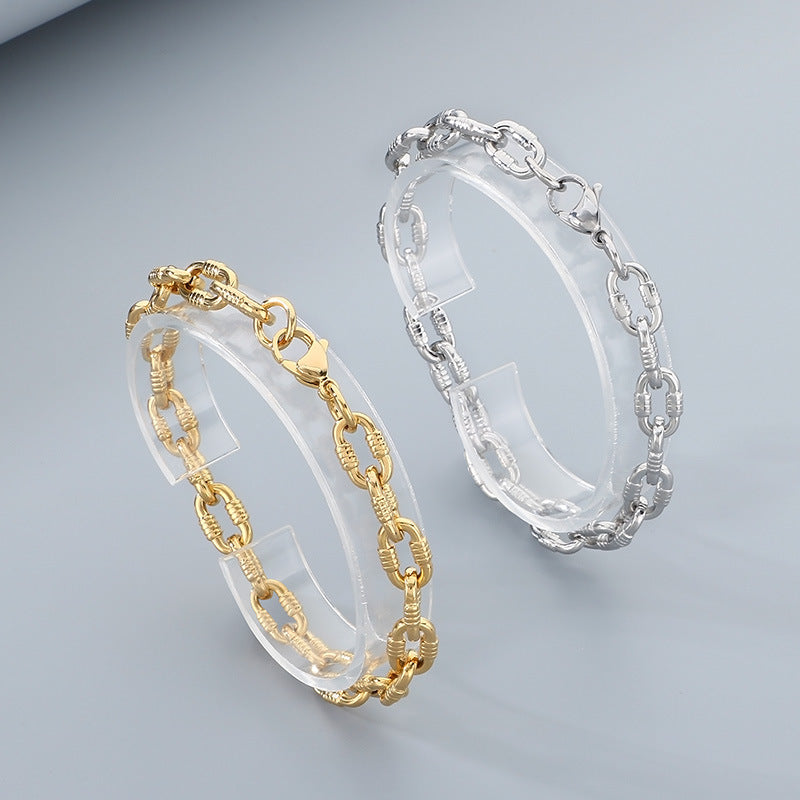 Planderful Unisex Hip Hop Stainless Steel Bracelet