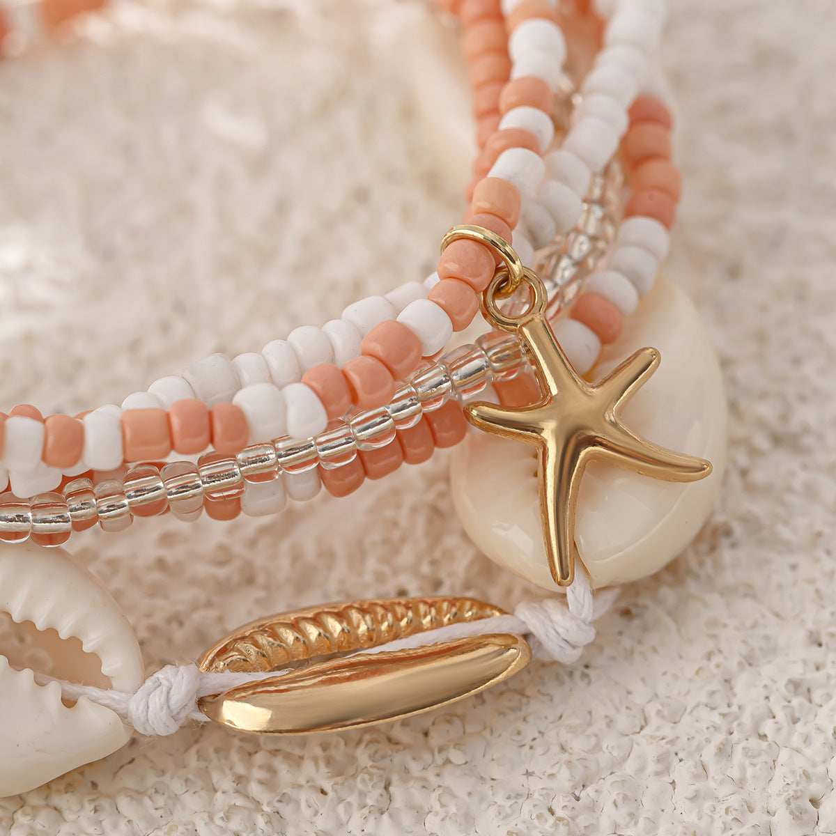 Planderful Vienna Verve Starfish Beaded Bracelet For Women Oceanic Wind Shell Rice Beads Jewelry Set