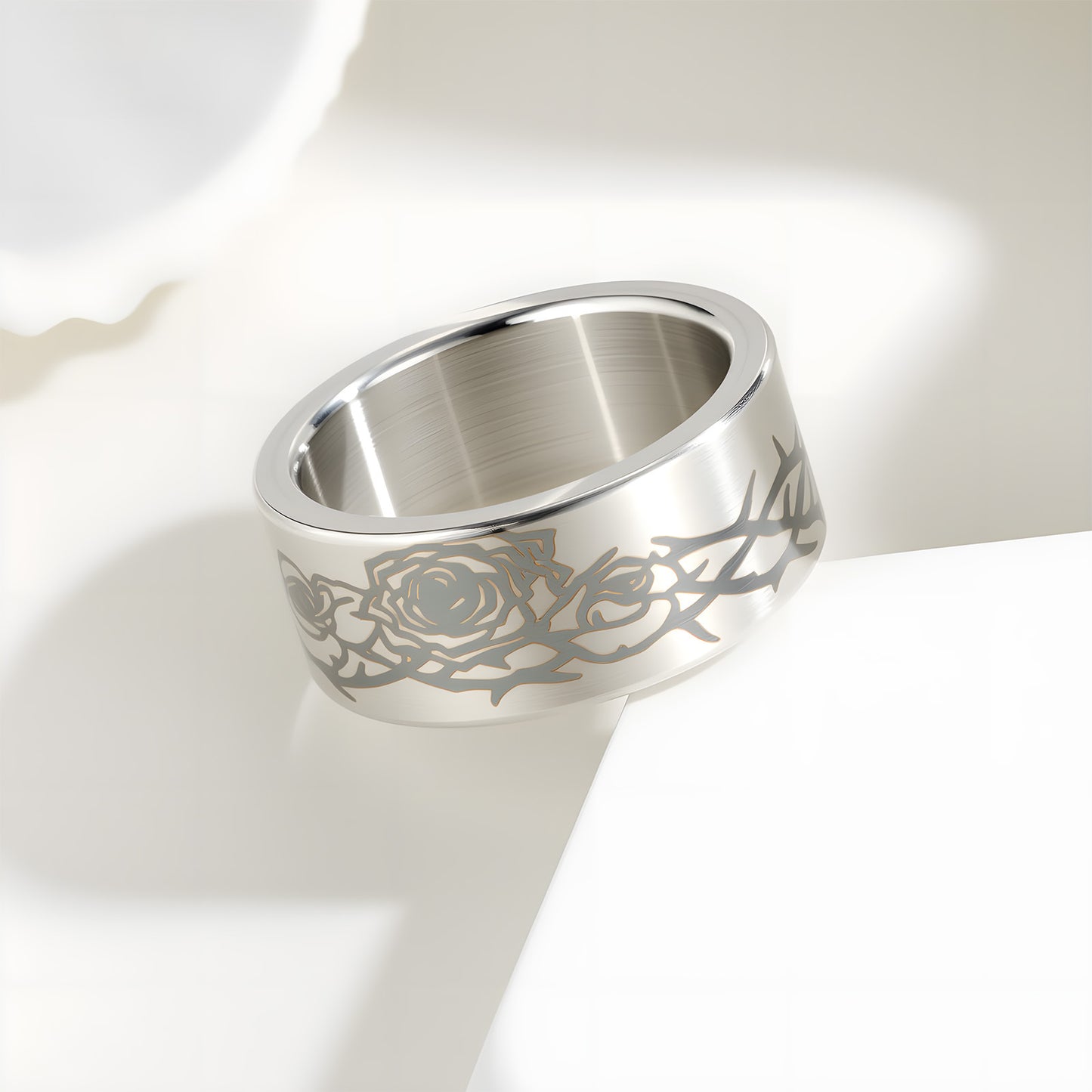 Stainless Steel Ring Planderful Everyday Genie Rose Halloween Pattern for Men Unisex 10mm Protection Statement