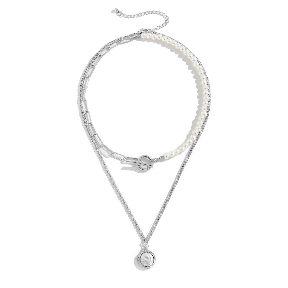 Planderful Vienna Verve Cross Necklace With Imitation Pearl Accent Retro Metal Pendant For Women