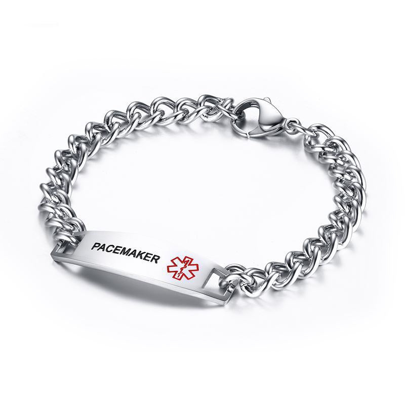 Cross-Border Jewelry Bracelet 12MM Stainless Steel Curved Medical Logo Bracelet Men's Titanium Steel Bracelet for Men