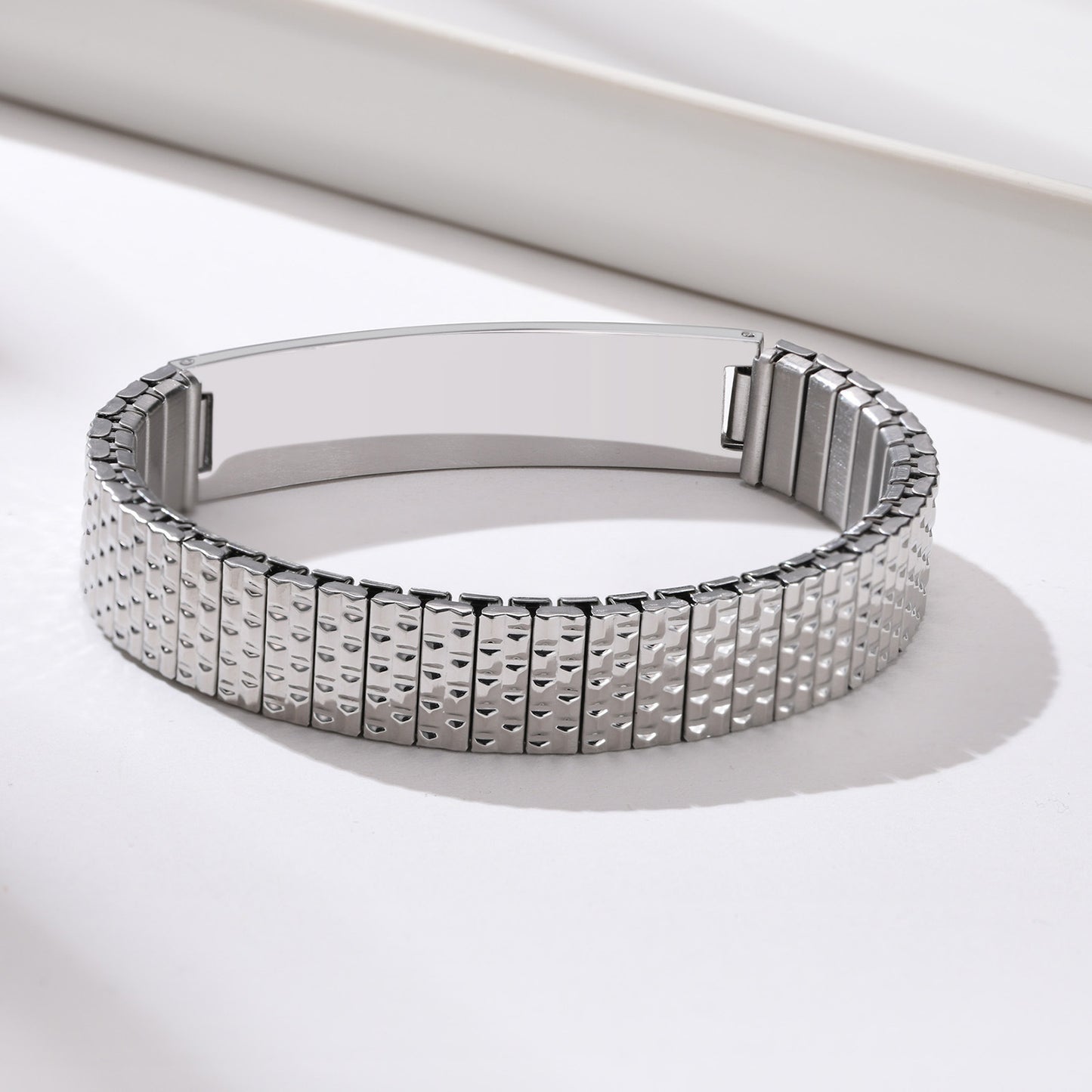 Cross-Border Bracelet Wholesale 12mm Stainless Steel Elastic Medical Logo Bracelet for Men