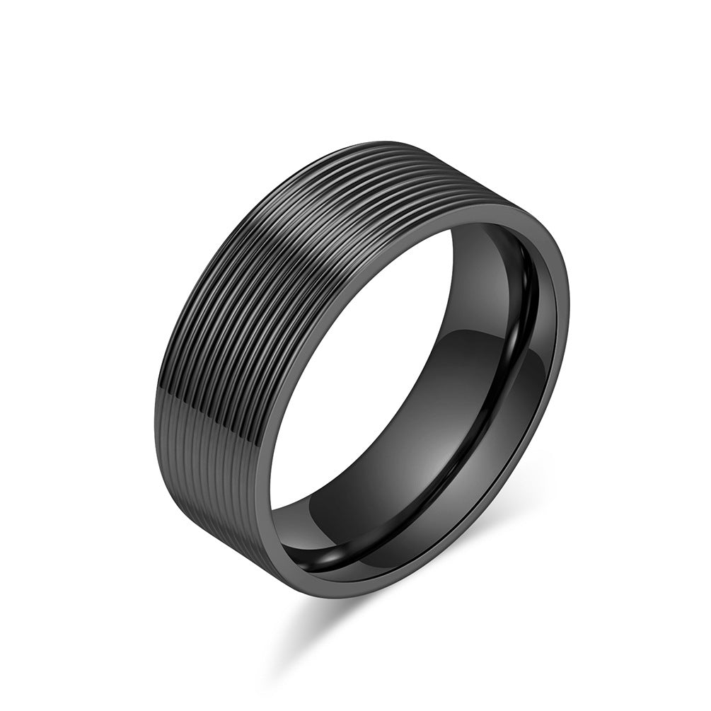 Cross-Border New Simple Titanium Steel Ring for Men and Women