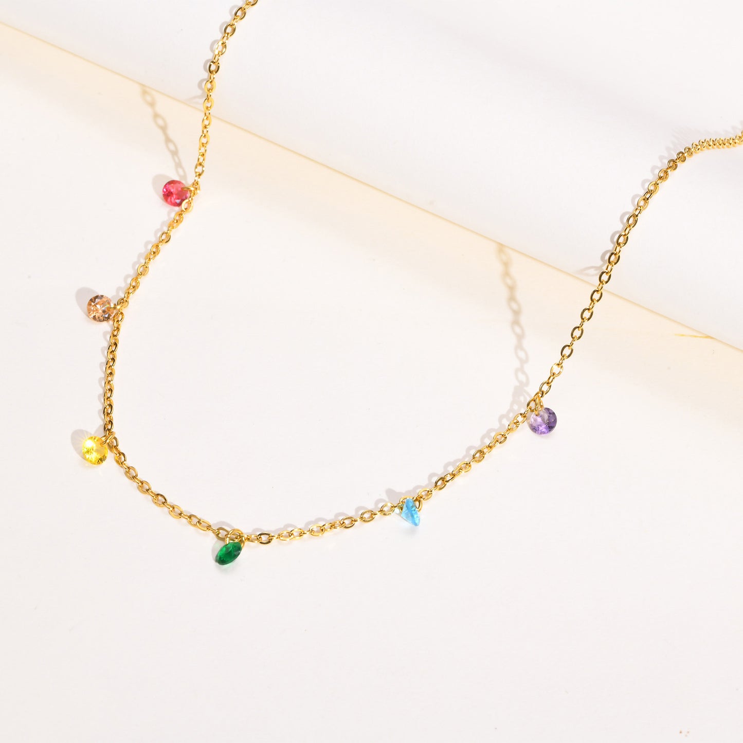 Ladies Titanium Steel Necklace with Stainless White Zircon