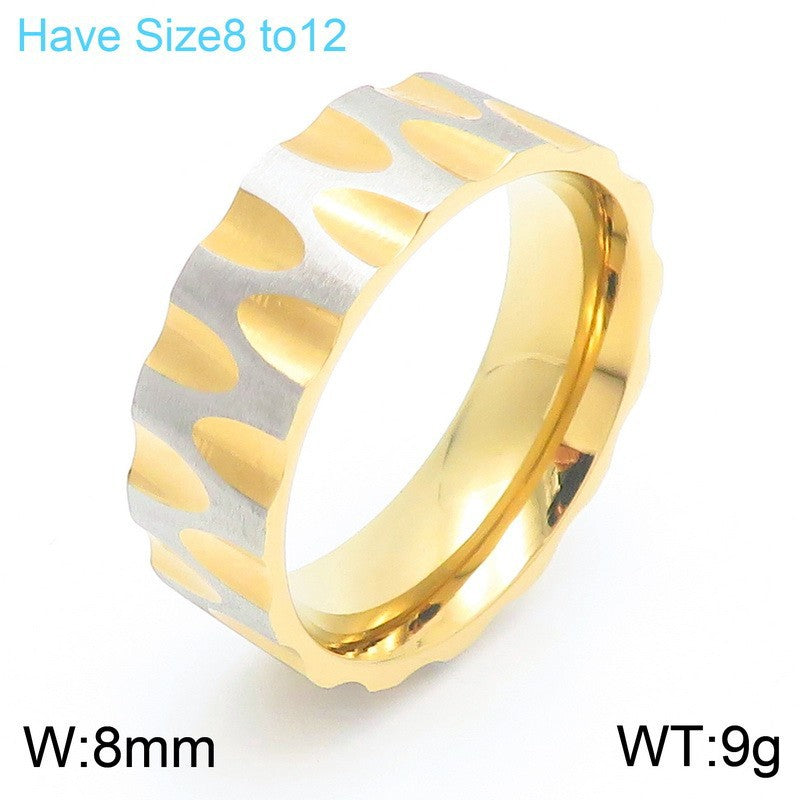 Planderful Mens Ring Titanium Steel Water Ripple Design