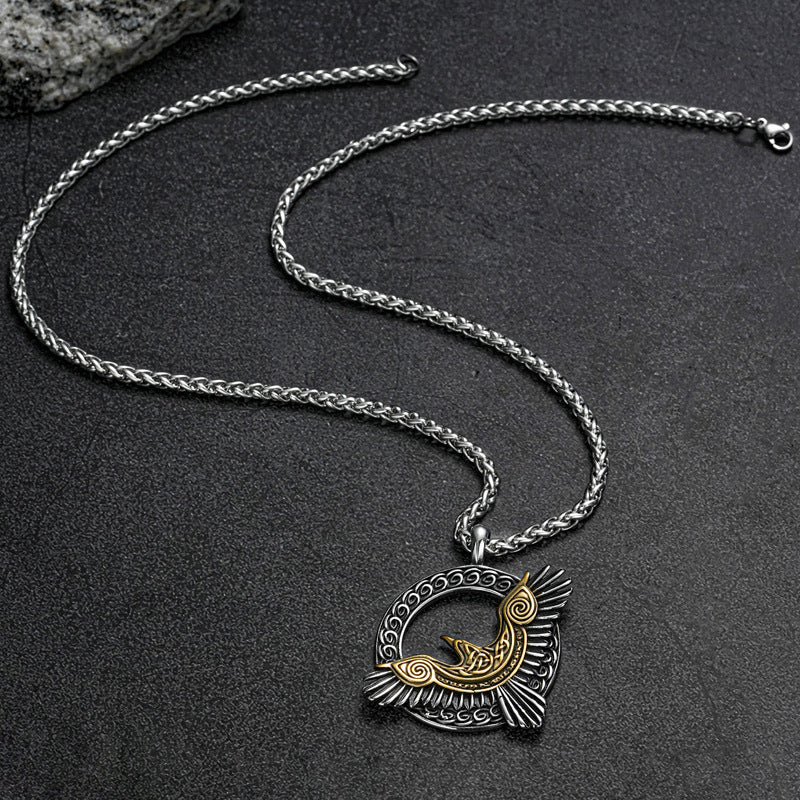 Planderful Nordic Viking Eagle Pendant Necklace For Men Stainless Steel Bold Durable Daily Wear