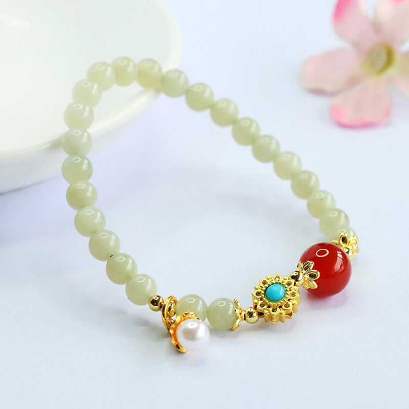 Hetian Jade & Red Agate Fortune Bracelet