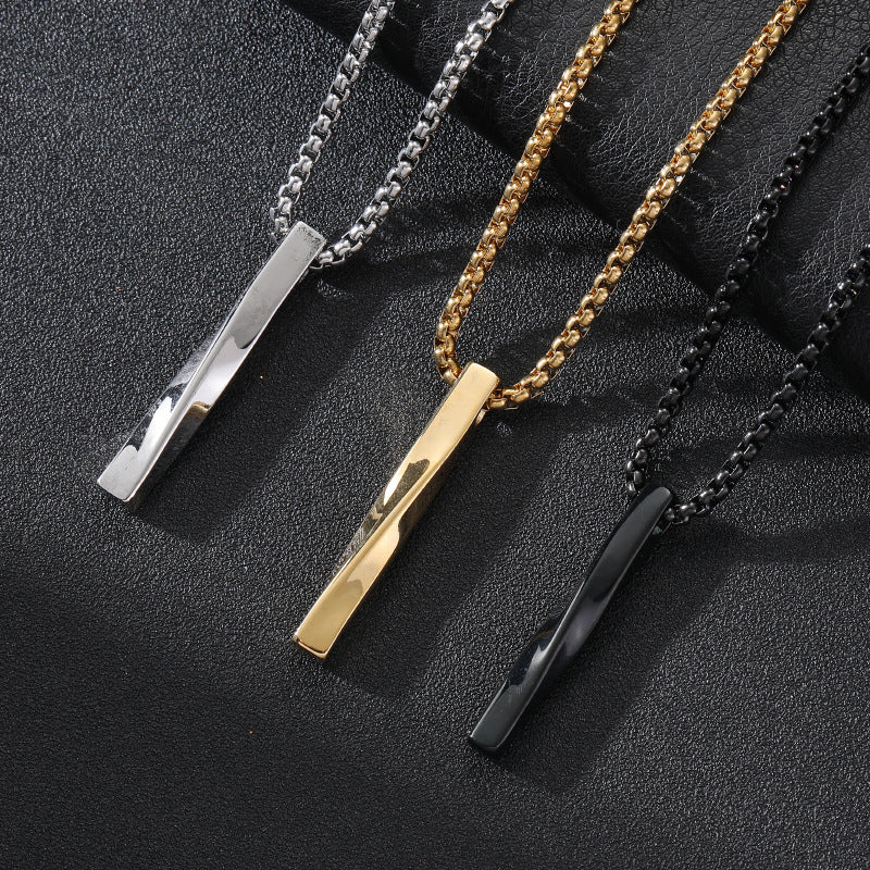Planderful Personalized Hip Hop Mens Stainless Steel Necklace With Twisted Pendant Premium Gift