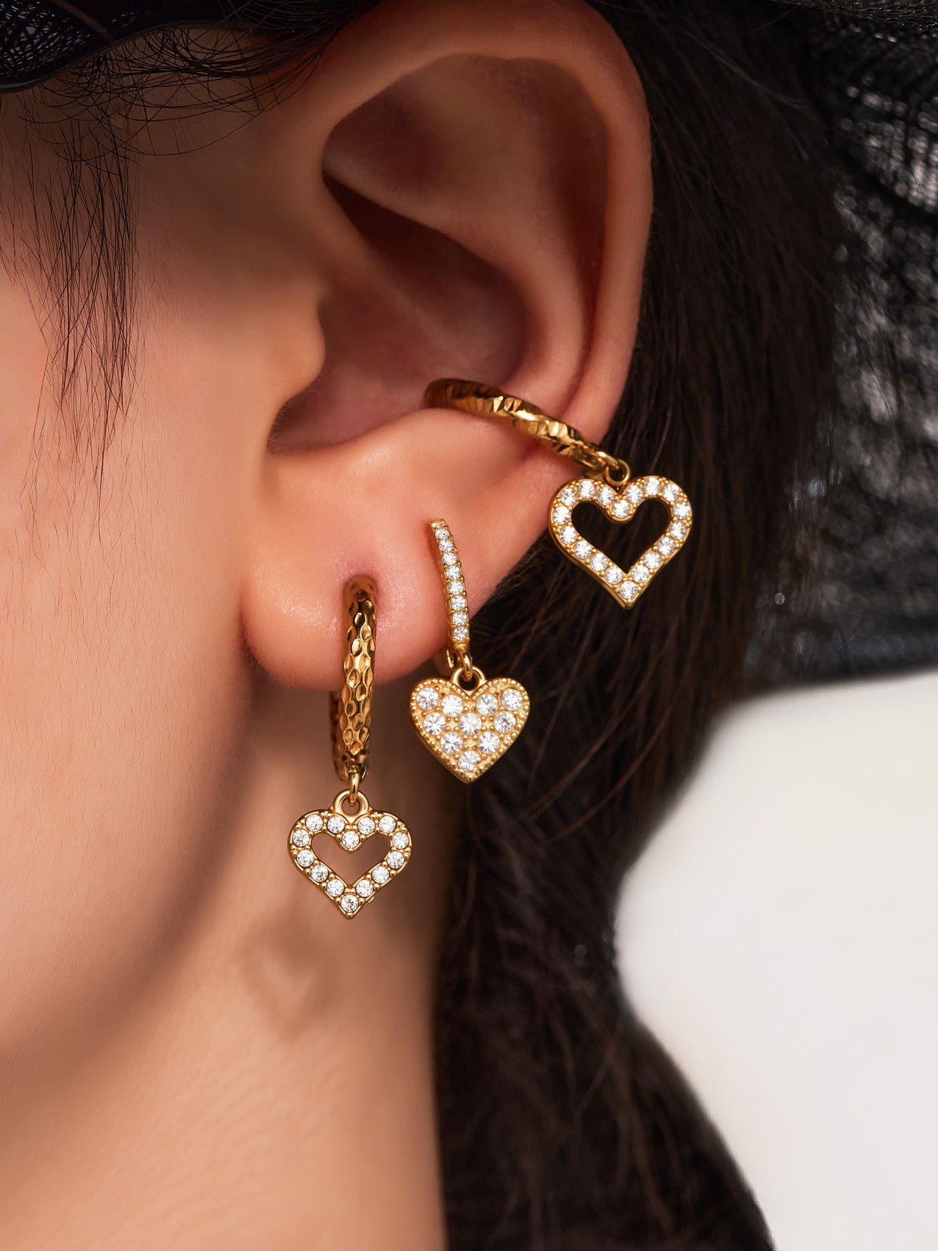 Planderful Peach Heart Hollow Titanium Earrings For Women