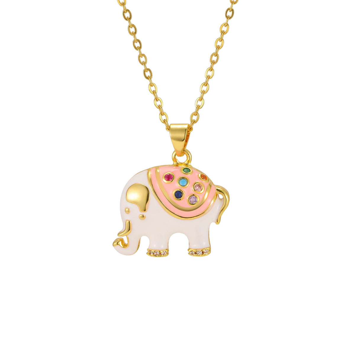 Copper Material Dripping Oil Elephant Small Fresh Chain Pendant Student Party Send