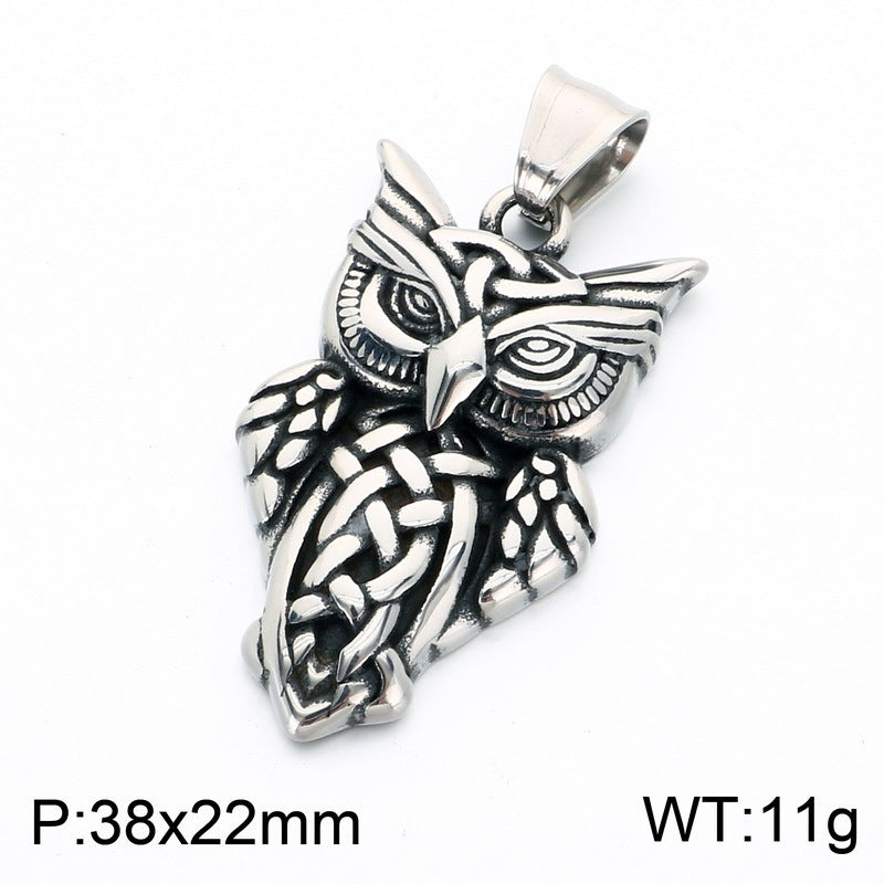 Punk Style Bird Of Prey Eagle Pendant Retro Smeared Eagle Wing Owl Necklace