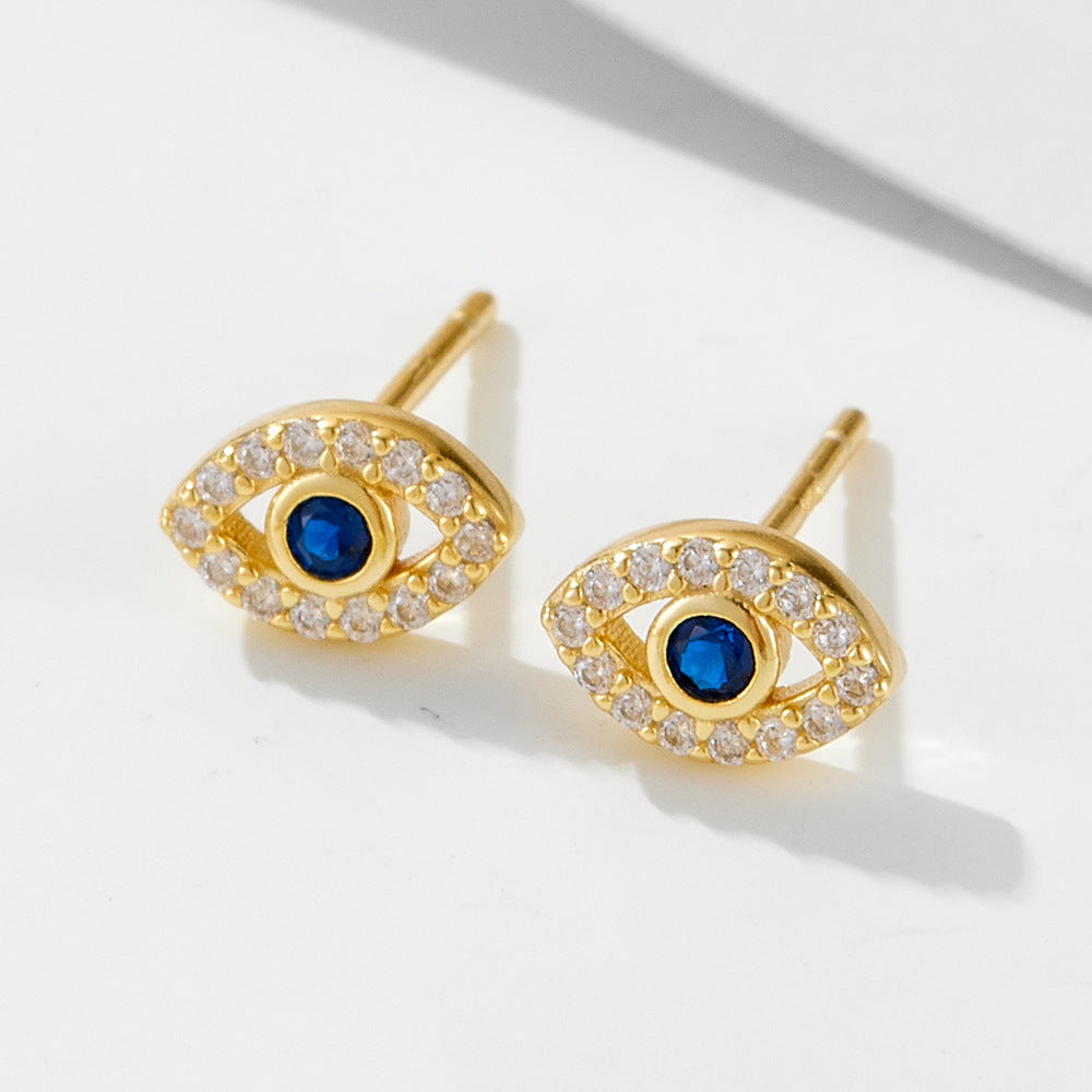 925 Sterling Silver Devil's Eye Earrings Micro-Inlaid Zircon Eye Stud