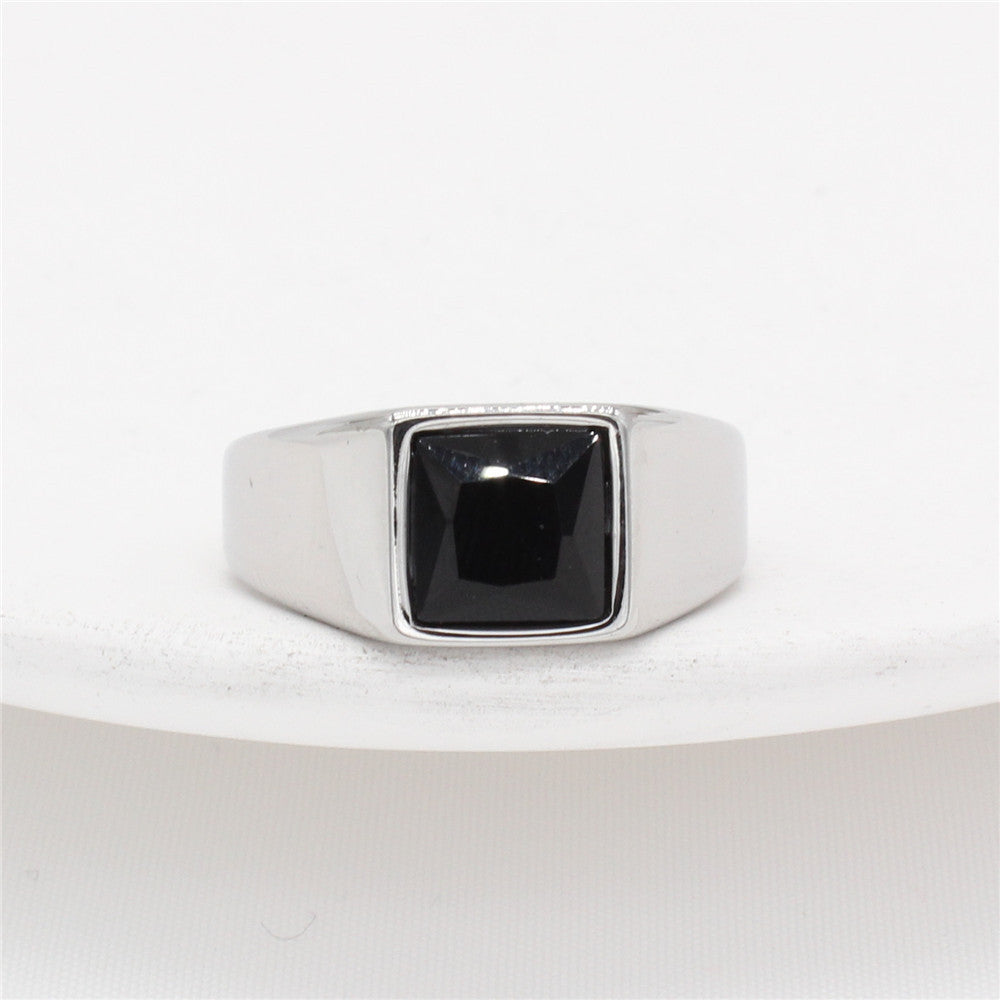 Planderful Square Zircon Titanium Ring Unisex For Men And Women Minimalist Everyday Gear