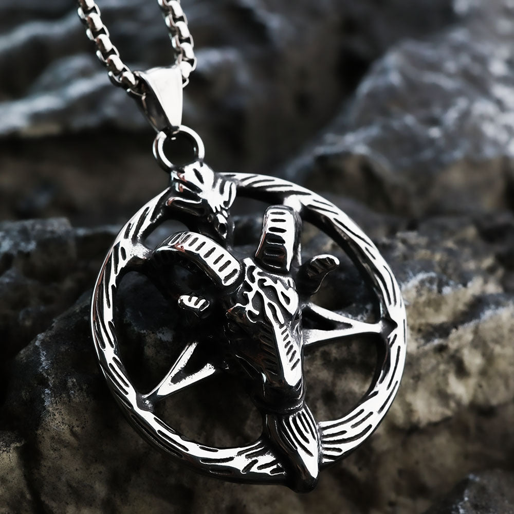 Planderful Nordic Hexagram Ram Head Pendant For Men Durable Stainless Steel Necklace