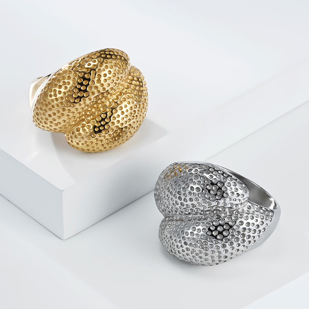 Planderful Gold Plated Titanium Steel Ring For Women Durable Non Fade Finish Light Luxury High End Jewelry