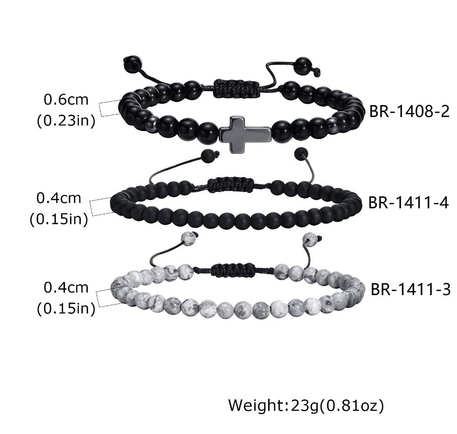 Flower Tiger's Eye Braided Adjustable Stainless Steel Bracelet