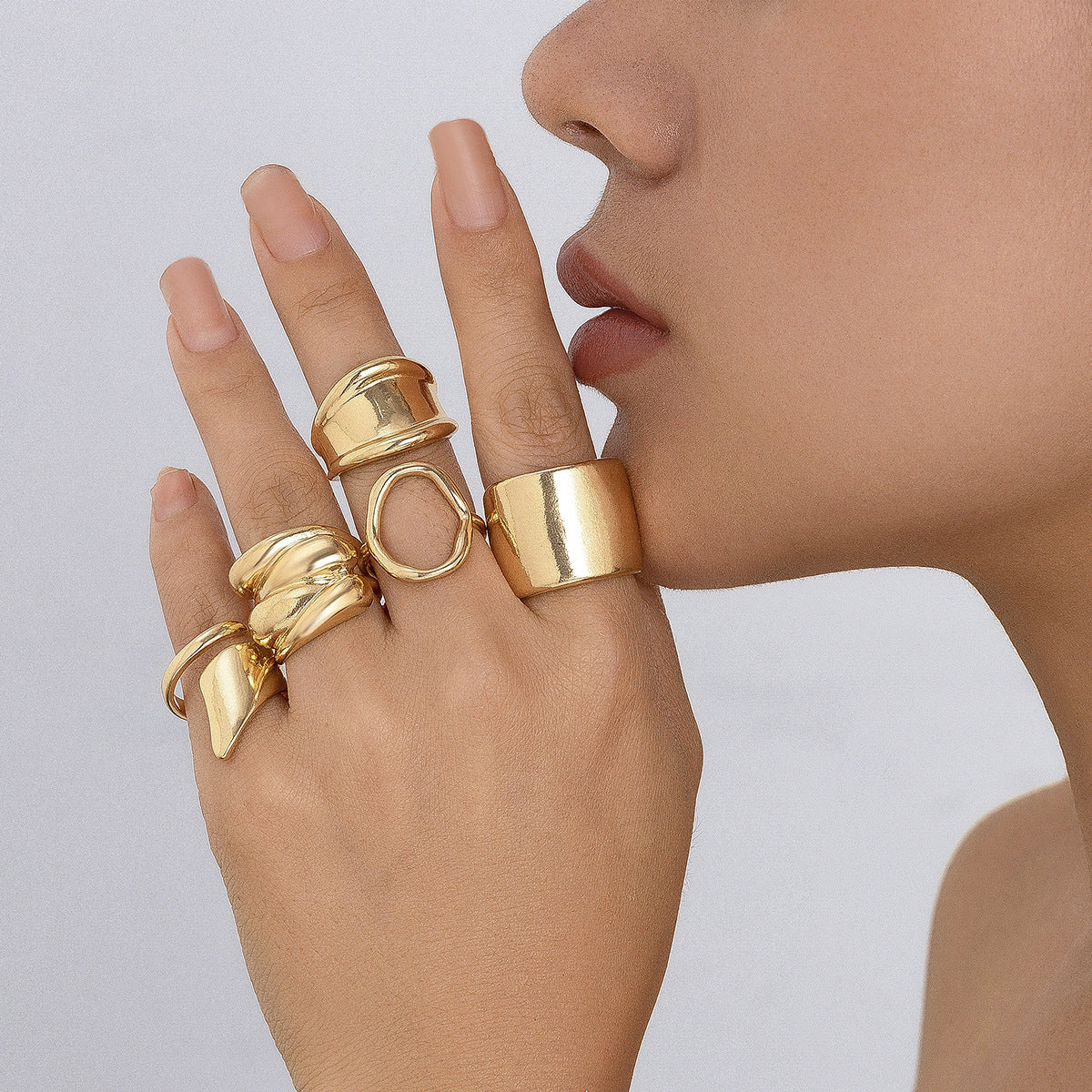 Planderful Vienna Verve Geometric Metal Ring For Fashion Forward Adults With Irregular Lava Texture