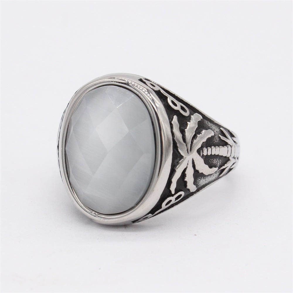 Planderful Unisex Steel Ring With Titanium Finish Durable Statement Retro Style For Men And Women