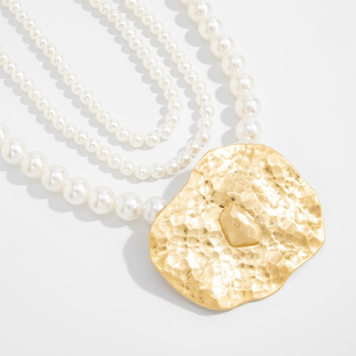 French Pearl & Sculptural Leaf Layered Necklace