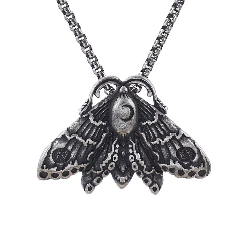 Gothic Skull Butterfly Stainless Steel Men's Pendant Necklace
