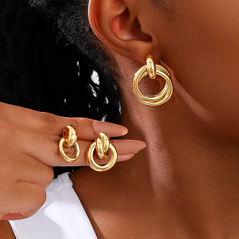 Planderful Vienna Verve Earrings Set – Fashionable Double-Layer Design